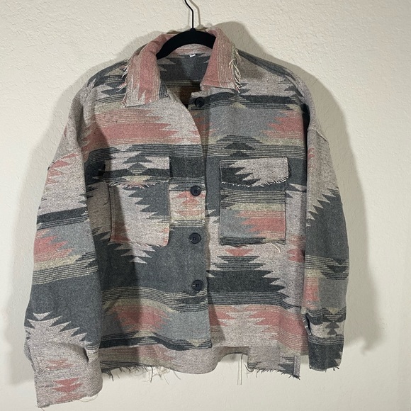 Jackets & Blazers - Pink Aztec Jacket